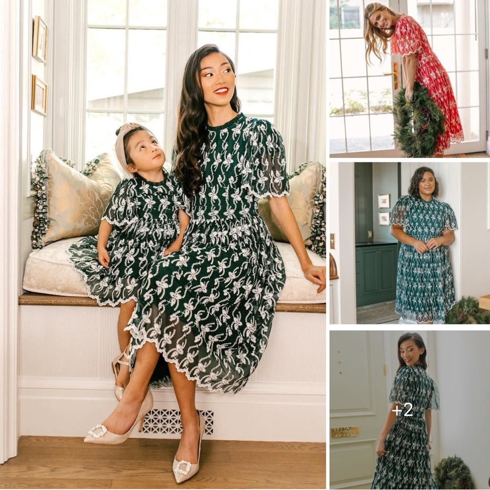 Ivy City Co Green and White Midi Dress